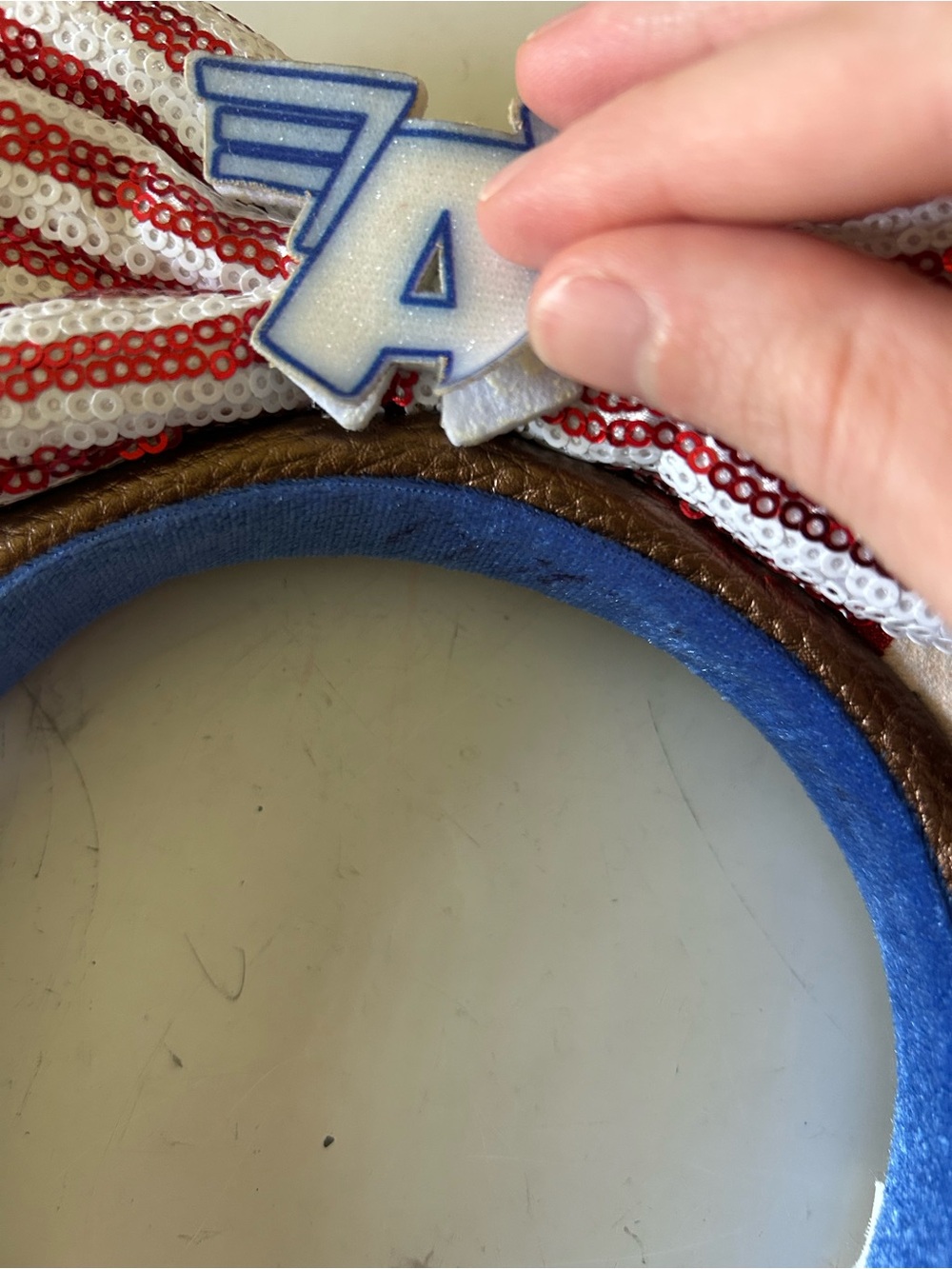 Disney World Captain American Patriotic Sequin Bow Disney Ears Headband - Picture 5 of 7